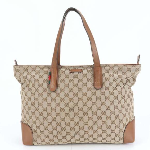 GUCCI Other - Gucci GG Canvas Sherry Line Leather Tote Bag, Brown, Men's, 308928